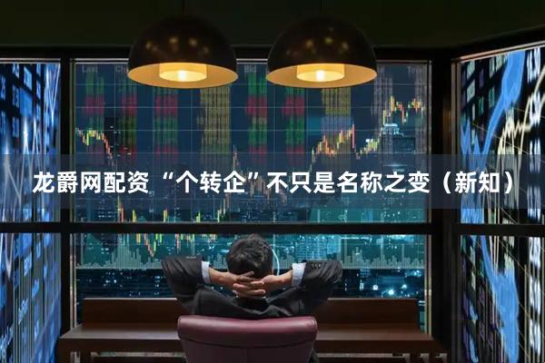 龙爵网配资 “个转企”不只是名称之变（新知）